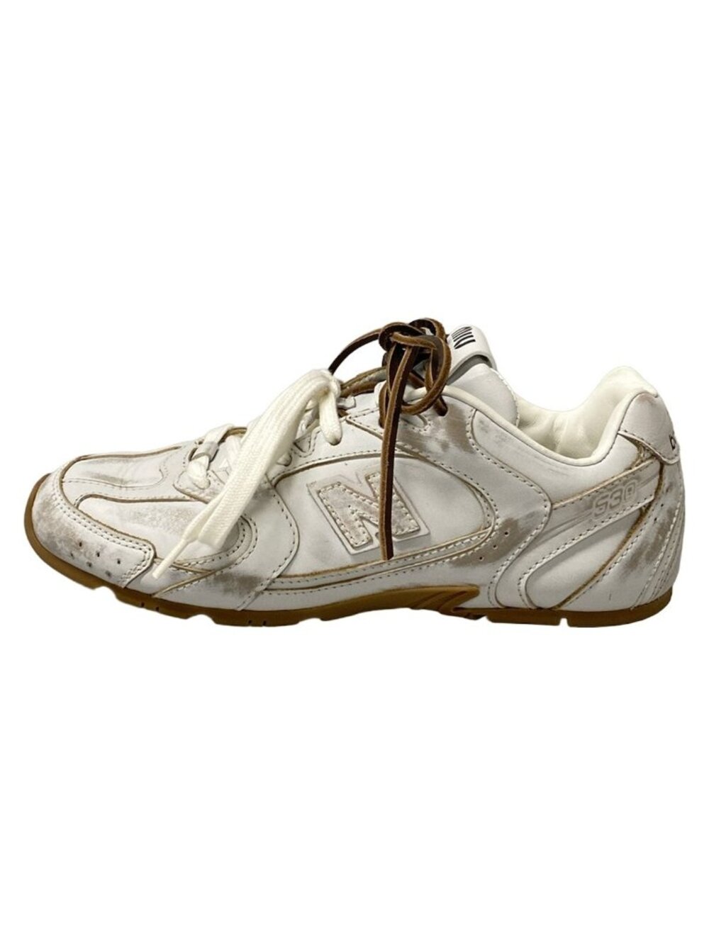 Miu Miu Sneakers 530 SL Leather White Gray Beige Distressed New Balance